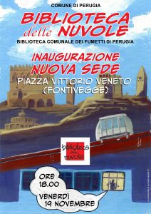 Nuova locandina biblioteca delle nuvole inaugurazione