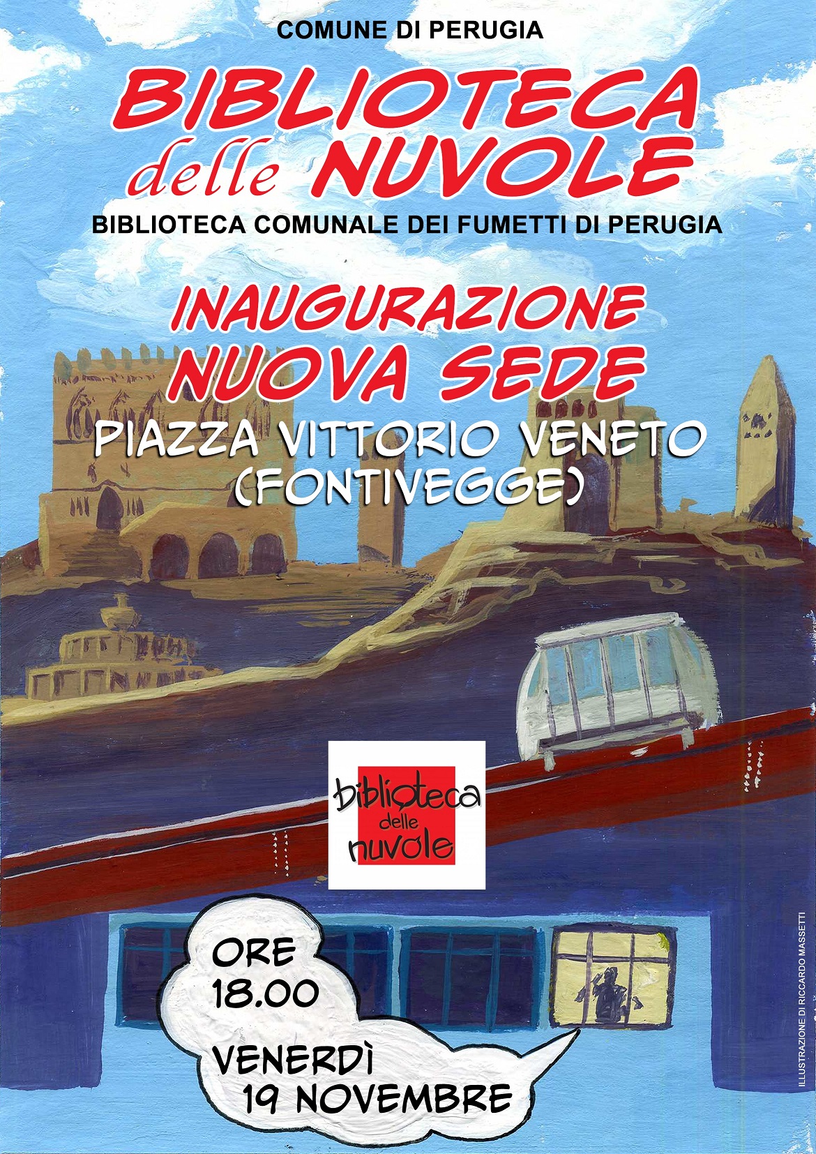Nuova locandina biblioteca delle nuvole inaugurazione
